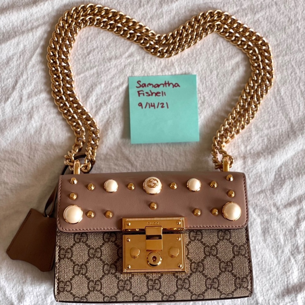 SOLD❌ Gucci GG Padlock Faux Pearl Stud Shoulder Bag